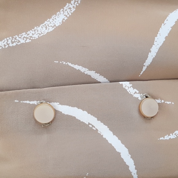 Beautiful Tan & White Patterned Vintage Midi Dress Size S - Picture 5 of 9